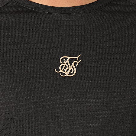 SikSilk - Tee Shirt Oversize A Bandes Inset Cuff Tech 15602 Noir Doré