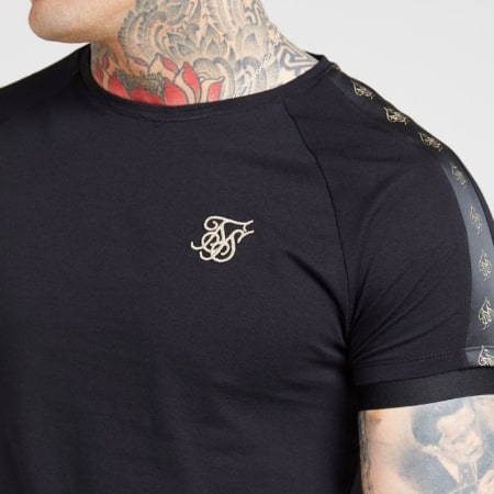 SikSilk - Tee Shirt Oversize A Bandes Raglan Tech 15855 Noir Doré