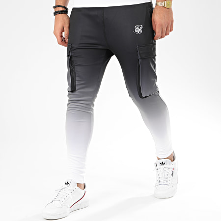SikSilk - Pantalon Jogging Poly Athlete 15512 Noir Blanc Dégradé