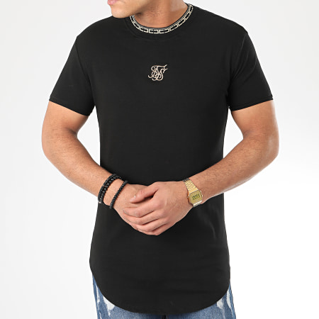 SikSilk - Tee Shirt Oversize Tape Collar 15757 Noir Doré