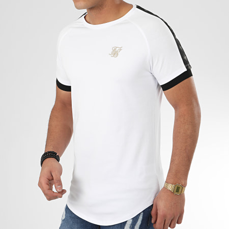 SikSilk - Tee Shirt Oversize A Bandes Raglan Tech 15856 Blanc Doré