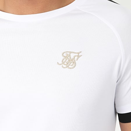 SikSilk - Tee Shirt Oversize A Bandes Raglan Tech 15856 Blanc Doré