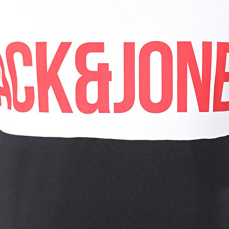 Jack And Jones - Sweat Capuche Henry Noir Blanc Rouge