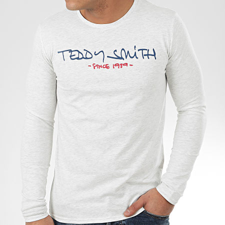 Teddy Smith - Tee Shirt Manches Longues Class Basic Gris Clair Chiné