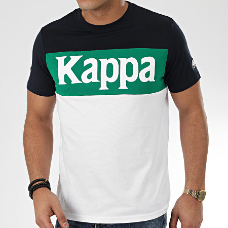 Kappa - Tee Shirt Irwing 3112DKW Blanc Vert Bleu Marine
