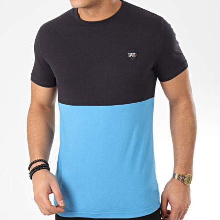 Superdry - Tee Shirt Collective Colour Block M1000071A Bleu Clair Bleu Marine
