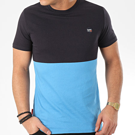 Superdry - Tee Shirt Collective Colour Block M1000071A Bleu Clair Bleu Marine