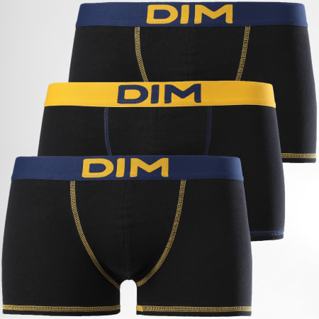 Dim - Lot De 3 Boxers D005D Noir Jaune Bleu Marine