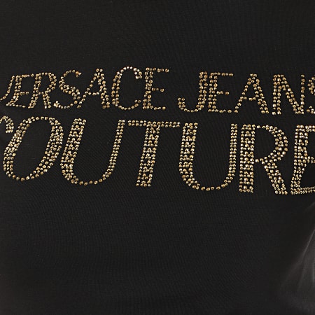 Versace Jeans Couture - Tee Shirt Crop Femme B2HVA7T3-36620 Noir Doré