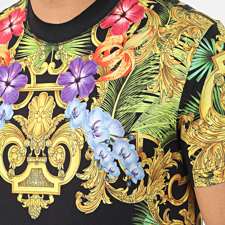 Versace Jeans Couture - Tee Shirt Floral Renaissance B3GVA7KA-30329 Noir Jaune Vert