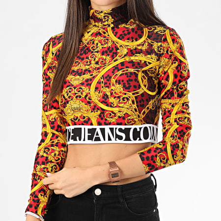 Versace Jeans Couture - Tee Shirt Manches Longues Femme Renaissance D3HVA659-S0642 Rouge Jaune
