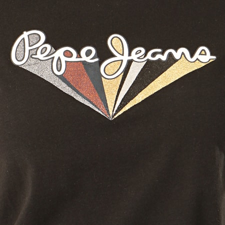 Pepe Jeans - Tee Shirt Femme A Paillettes Brioni Noir