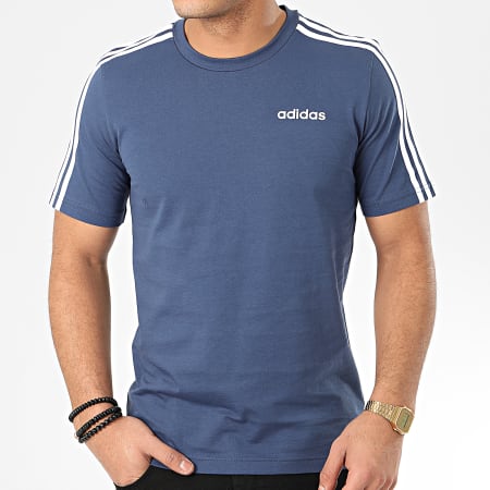 adidas - Tee Shirt A Bandes Essential FM6228 Bleu Blanc