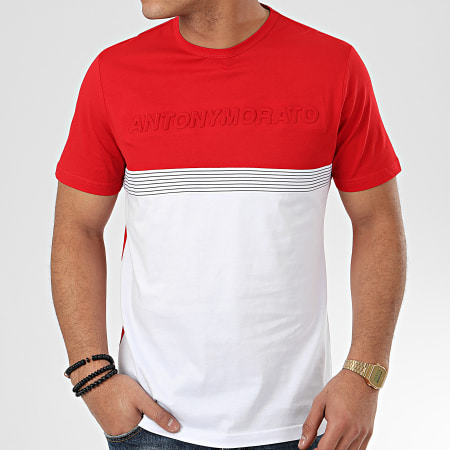 Antony Morato - Tee Shirt Sport Heritage MMKS01755 Rouge Blanc