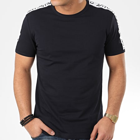 Antony Morato - Tee Shirt A Bandes Sport Heritage MMKS01739 Bleu Marine