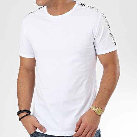 Antony Morato - Tee Shirt A Bandes Sport Heritage MMKS01739 Blanc