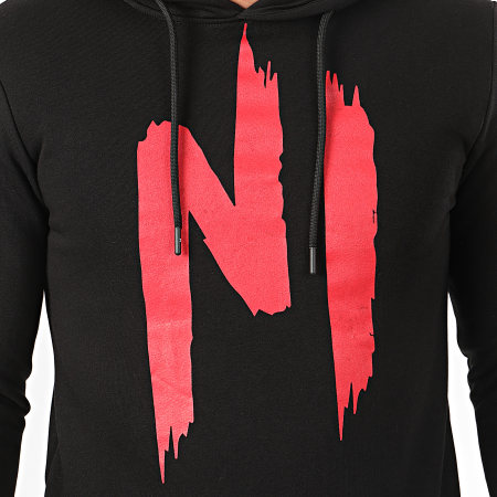 NI by Ninho - Sweat Capuche H001 Noir Rouge