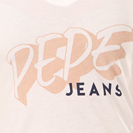 Pepe Jeans - Tee Shirt Col V Femme Adele Blanc