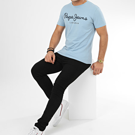 Pepe Jeans - Tee Shirt Original Stretch 501594 Bleu Clair