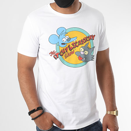 The Simpsons - Tee Shirt Itchy Et Scratchy Show Blanc