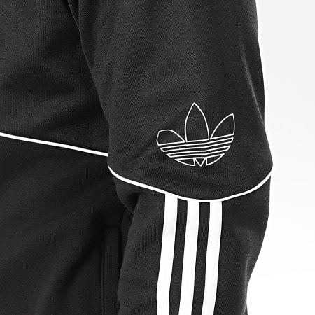 Adidas Originals - Sweat Zippé Capuche A Bandes Outline FM3871 Noir Blanc