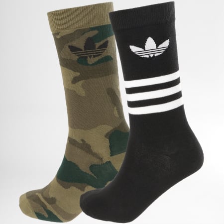 adidas - Lot De 2 Paires De Chaussettes Camouflage FM0675 Noir Vert Kaki