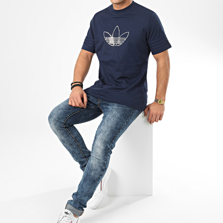 Adidas Originals - Tee Shirt Outline FM3923 Bleu Marine Argenté
