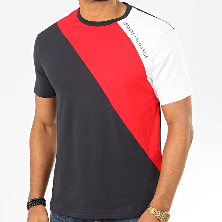 Armani Exchange - Tee Shirt Tricolore 3HZTFH-ZJH4Z Bleu Marine Rouge Blanc