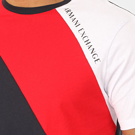 Armani Exchange - Tee Shirt Tricolore 3HZTFH-ZJH4Z Bleu Marine Rouge Blanc