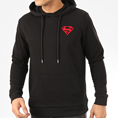 Superman - Sweat Capuche Logo Felt Noir Rouge