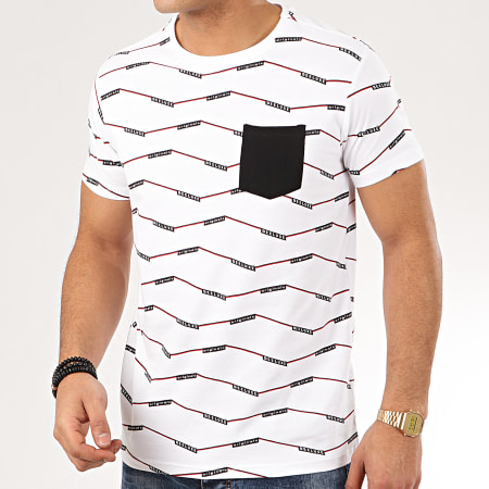 Deeluxe - Tee Shirt Poche A Rayures Keeper Blanc