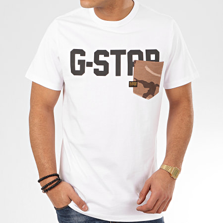 G-Star - Tee Shirt Poche Gsraw AO D16385-B771 Blanc