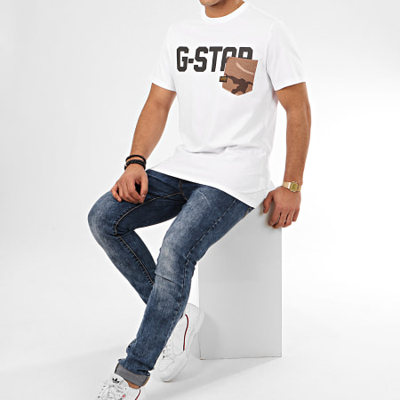 G-Star - Tee Shirt Poche Gsraw AO D16385-B771 Blanc