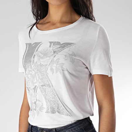 Kaporal - Tee Shirt Slim Femme Rako Blanc Argenté Floral