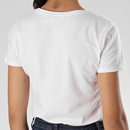Kaporal - Tee Shirt Slim Femme Col V Rap Blanc