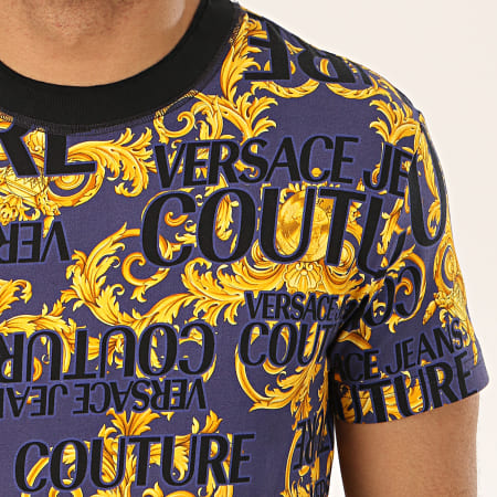 Versace Jeans Couture - Tee Shirt Renaissance B3GVA7SA-S0630 Bleu Marine Jaune Noir