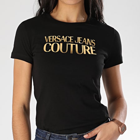 Versace Jeans Couture - Tee Shirt Slim Femme B2HVA7E1-30311 Noir Doré
