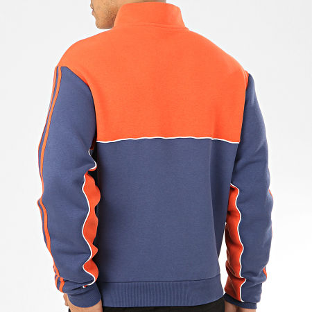 Adidas Originals - Sweat Col Zippé A Bandes Mod FM1401 Bleu Marine Orange
