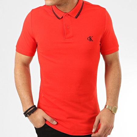 Calvin Klein - Polo Manches Courtes Essential Tipping 4565 Rouge