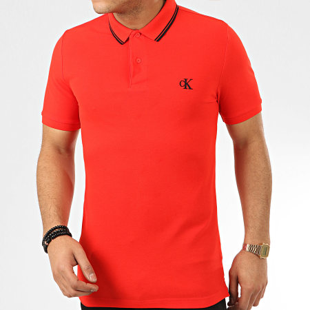 Calvin Klein - Polo Manches Courtes Essential Tipping 4565 Rouge