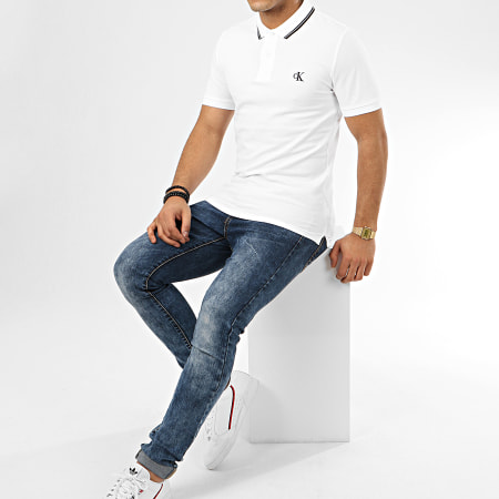 Calvin Klein - Polo Manches Courtes Essential Tipping 4565 Blanc