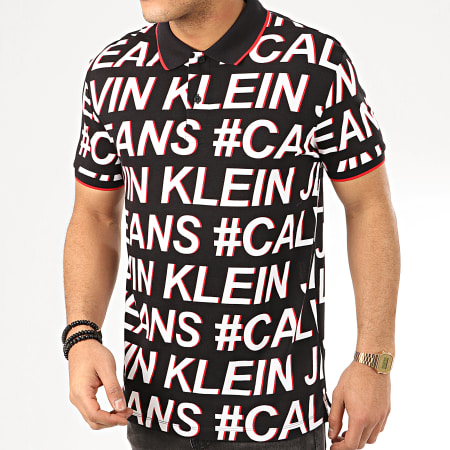 Calvin Klein - Polo Manches Courtes Logo All Over Print Regular 4823 Noir