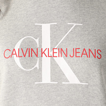 Calvin Klein - Sweat Capuche Femme Monogram Relax 3468 Gris Chiné