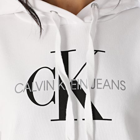 Calvin Klein - Sweat Capuche Femme Monogram Relax 3468 Blanc