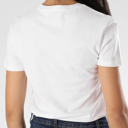 Calvin Klein - Tee Shirt Femme Metallic Mesh 3554 Blanc Argenté