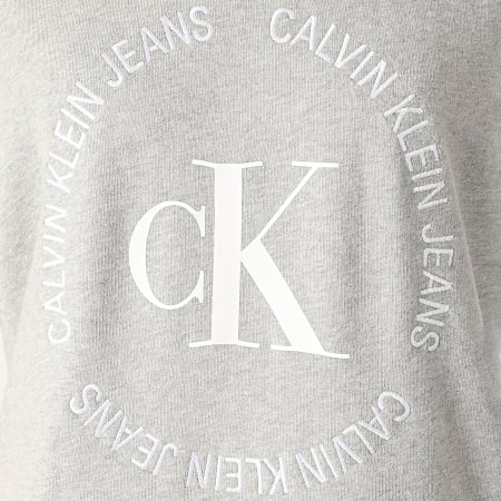 Calvin Klein - Robe Sweat Capuche Femme CK Round Logo Knit 3596 Gris Chiné