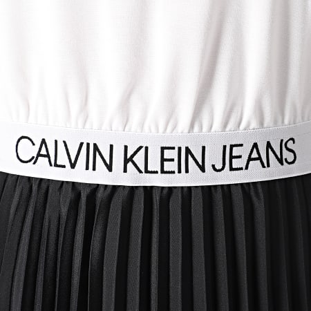 Calvin Klein - Robe Femme Débardeur Logo Elastic Pleated 3645 Noir Blanc