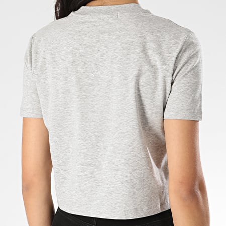 Calvin Klein - Tee Shirt Femme Crop Monogram Modern Straight 3692 Gris Chiné