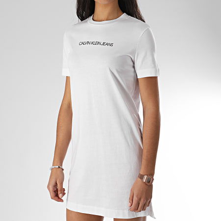Calvin Klein - Robe Tee Shirt Femme Institutional 3702 Blanc
