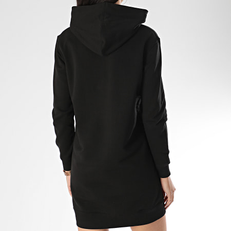 Calvin Klein - Robe Sweat Capuche Col Zippé Femme Branded Draw Cords 3777 Noir